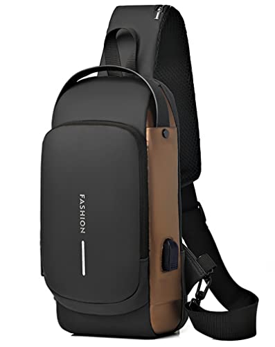 Sling Bag for Men | Anti-theft Crossbody Bag - Crossbody Shoulder Chest Bag - color: Brown