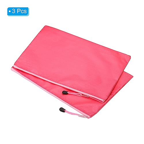 PATIKIL Waterproof Zipper File Bags, 3 Pack A4 Document Holders Pencil Pouch for Office, Pink - color: Pink, size: A4