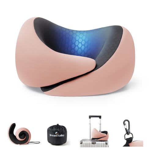 Dream Valley Neck Travel Pillow, Memory Foam,Cooling, Light Pink - color: Light Pink, size: Standard