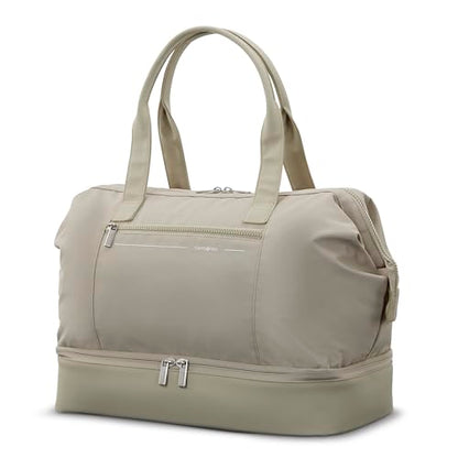 Samsonite Better Than Basics Weekender Duffle – Drop Bottom Travel Bag with 14” Laptop Compartment, SmartSleeve™ Strap, Adjustable Shoulder Strap, Durable RPET Lining, Limestone Grey - color: Limestone Grey