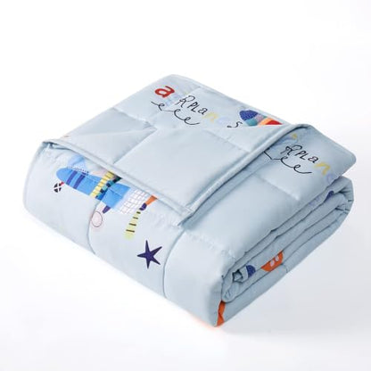 Weighted Blanket 7lbs Small Heavy Throw Blanket Gifts 41"x60" Airplane - color: Blue Airplane, size: 41"×60" 7lbs