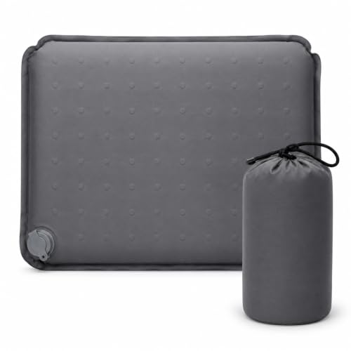Inflatable Seat Cushion, Self Inflating Travel Seat Pad with Memory Foam, 2 Inch Thick Portable Pad for Airplane, Stadium Bleachers, Camping, Office