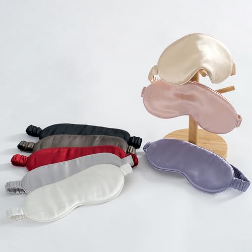 100% 22 Momme 6A Grade Double-Sided Pure Mulberry Silk Eye Mask Soft Breathable Sleep Blindfold with Elastic Headband for Men and Women Pack of 1 (Charcoal) - color: Charcoal