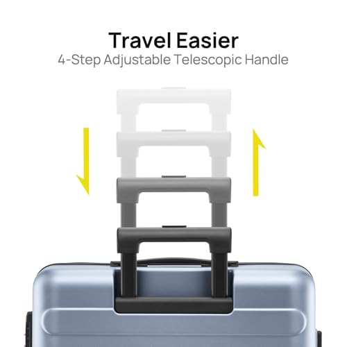 NINETYGO Medium Checked Luggage 26 Inch, Checking In Luggage with Smooth Spinner Wheels, Lightweight, Hard Shell PC Suitcase, Lightweight Travel Luggage, TSA Approved (Shadow, Rhine Basic) - color: 02-Shadow (Basic, No Expandable), size: Checked 26-Inch
