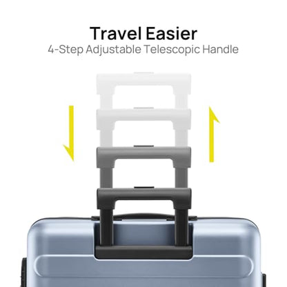 NINETYGO Medium Checked Luggage 26 Inch, Checking In Luggage with Smooth Spinner Wheels, Lightweight, Hard Shell PC Suitcase, Lightweight Travel Luggage, TSA Approved (Shadow, Rhine Basic) - color: 02-Shadow (Basic), size: Checked 26-Inch
