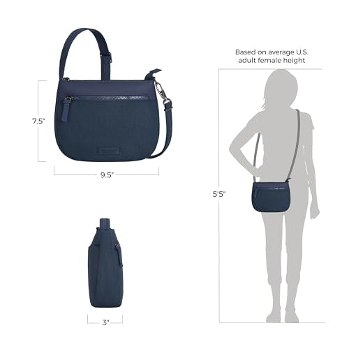 Travelon Anti-Theft Metro Saddle Crossbody - color: Navy Heather