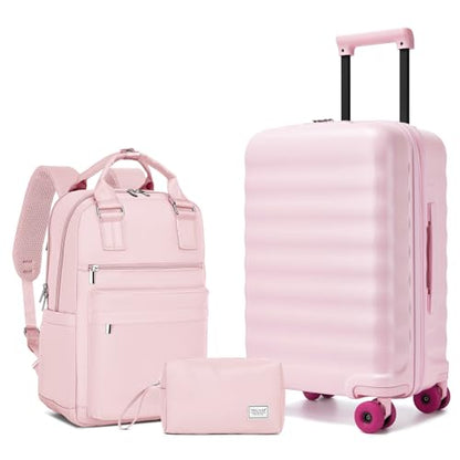 Carry On Luggage Set 3 Piece, Carry-on Suitcase With Wheels - color: BT-Pink