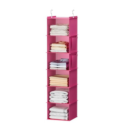 YOUDENOVA Hanging Closet Organizer and Storage, 6-Shelf, Pink - color: Pink