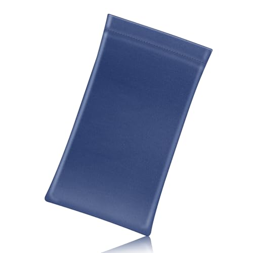 FINTIE Soft Eyeglasses Case with Cleaning Cloth, Squeeze Top Glasses Pouch - color: Navy Blue