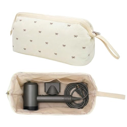 TeeYee Hair Tools 다이슨 에어랩 퀼트 세면도구 가방용 여행 가방, 베이지보우 - color: 베이지보우