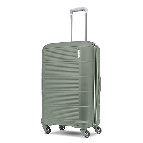 American Tourister Stratum 2.0 Expandable Hardside Luggage with Spinner Wheels, Checked-Medium, Jade Green - color: Jade Green, size: 24-Inch Checked-Medium