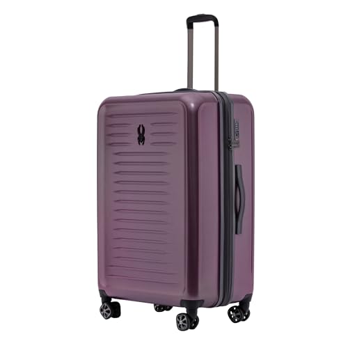 Spyder Rails 29 Inch Expandable Hardside Checked Suitcase with 360° Spinner Wheels, TSA Approved Lock - color: Burgundy, size: Large Checked