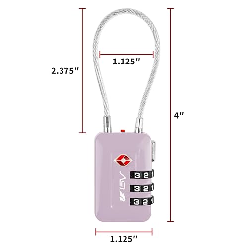BV Luggage Locks TSA Accepted, Travel Sentry Approved 3-Digit Combination Suitcase Locks with Open Alert & Flexible Cable for Travel, Backpacks, Lockers, Cases, Purple, 2 Pack - color: Purple 2-Pack