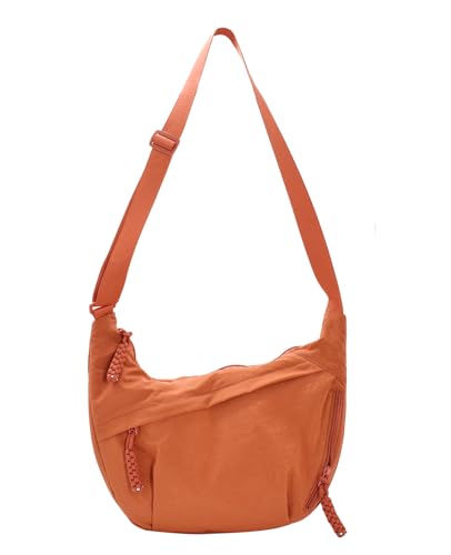 TeeYee Slouchy Crossbody Bag Leisure Hobo Crescent Bag for Women and Men - color: 324orange