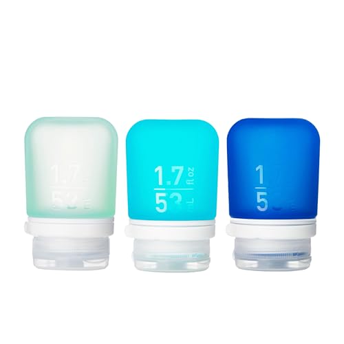 humangear GoToob+ 3-Pack, Small (1.7 fl oz), Mint/Aqua/Teal | Refillable & Leak-Proof Silicone Travel Size Bottles with Locking Cap for Toiletries, Camping & TSA Carry-On - color: Mint/Aqua/Teal, size: 1.7 Ounces