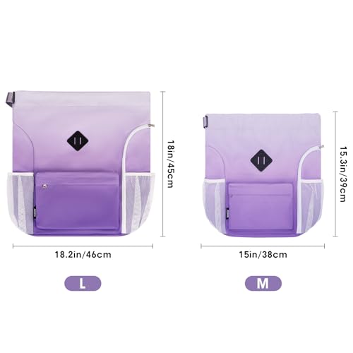 WANDF Drawstring Backpack with Shoe Compartment, Sports Gym Bag - color: S, Purple Gradient, size: Small