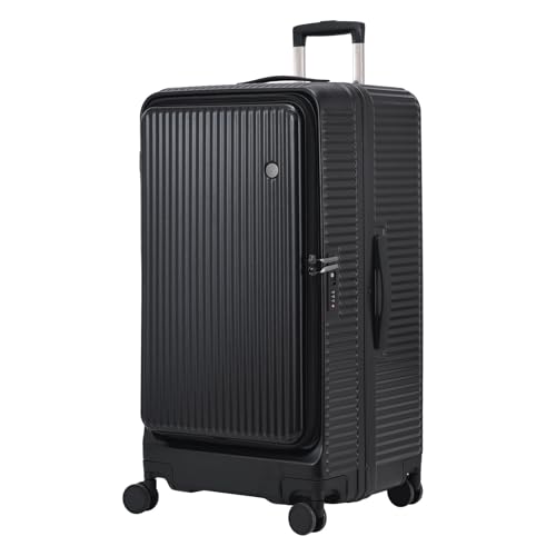 Kaleenie 29 Inch Aluminum Frame Checked Luggage Top Opening - color: Black, size: 29 Inch