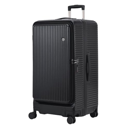 Kaleenie 29 Inch Aluminum Frame Checked Luggage Top Opening - color: Black, size: 29 Inch