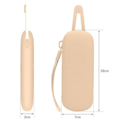 2 Pack Silicone Magnetic Sunglasses Pouch，Portable Makeup Brush Bag with Lanyard， 7.08 * 2.75 Inch (Khaki) - color: Khaki