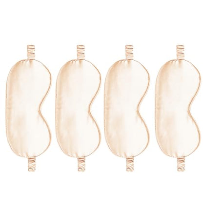 4PACK Sleep Masks Satin Eye Mask Silk Eyes Cover Silky Blindfold Blackout Eyeshade Soft Eyeshades Sleeping Covers Travel Nap - color: Pale Champagne
