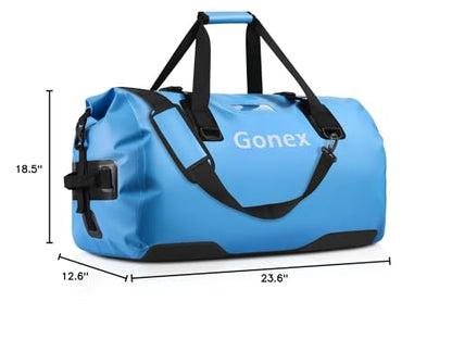 Gonex Waterproof Duffel Bag, 40L/60L/80L Roll-Top Travel Kayaking Dry Bag - color: Light blue, size: 60L