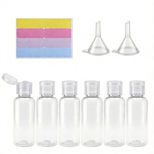 6 Pcs 1.7oz/50ml Travel Size Bottles for Toiletries, Clear Lid - color: Clear Lid, size: 50ml