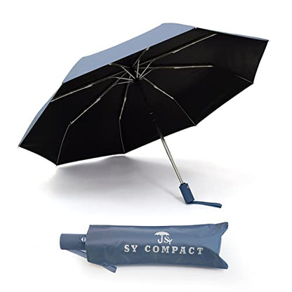 SY COMPACT Umbrella Automatic Travel Waterproof Light Folding Umbrellas Easy Carry for Women and Men - color: Blue