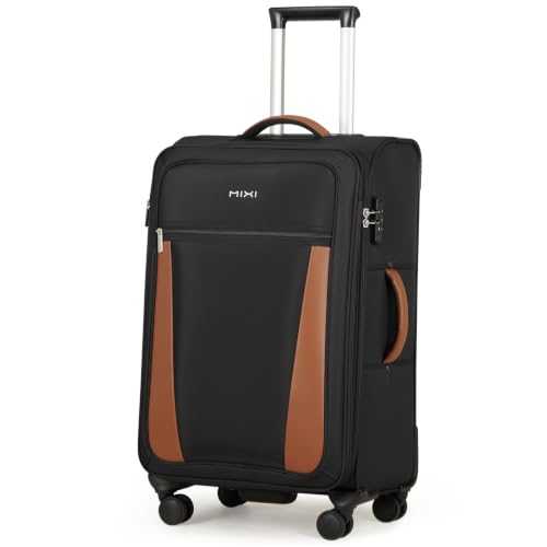 mixi 24 Inch Softside Expandable Checked Luggage, Black - color: Black, size: 24-Inch Checked in