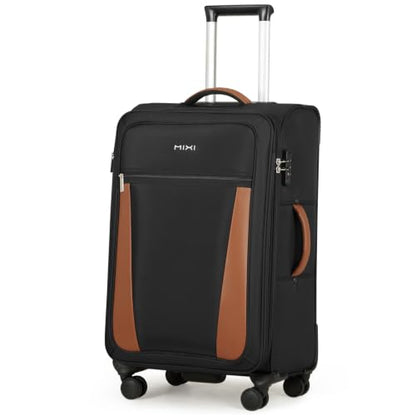 mixi 24 Inch Softside Expandable Checked Luggage, Black - color: Black, size: 24-Inch Checked in