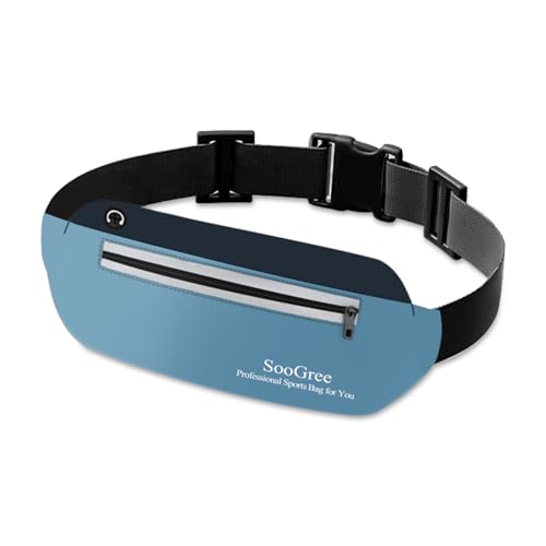 SooGree Running Waist Pack for Men Women, Lightweight Waterproof Sports Belt Bag, Phone Running Pouch, Night Reflective Fitness Storage Bag for Running Cycling Hiking Traveling (Lake Blue/Blue) - color: Lake Blue/Blue