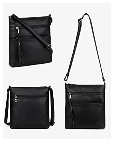 MASINTOR Crossbody Purses for Women, Multi Pocket Crossbody Bag - color: Pure Black