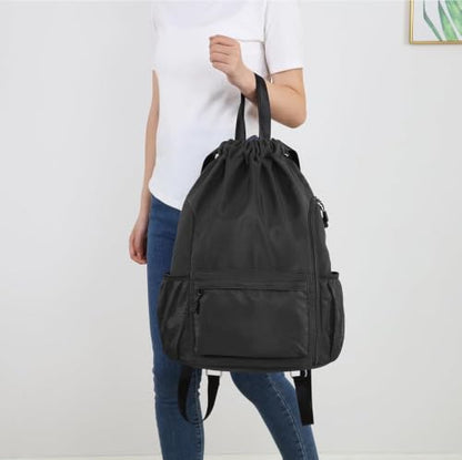 Valleycomfy Waterproof Drawstring Gym Backpack Bag for Men & Women Grey - color: A-grey