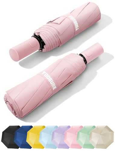 Yoobure Travel Compact Umbrellas for Rain, UV Umbrella for Sun Protection - color: Pink-Just 1pc