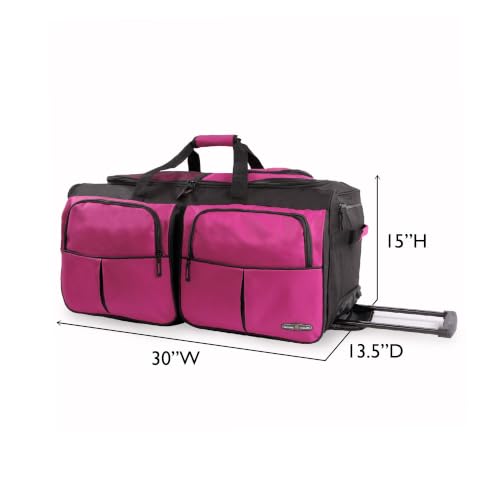 Pacific Coast Unisex 30' Large Rolling Duffel Bag, Pink,One Size - color: Pink