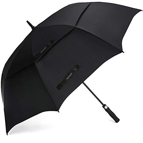 USA Large Oversize Golf Umbrella Double Canopy Vented Windproof Stick Umbrella with Teflon Coating, Automatic Golf Umbrellas,Black - color: Black, style: Modern