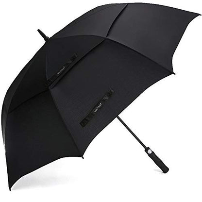 USA Large Oversize Golf Umbrella Double Canopy Vented Windproof Stick Umbrella with Teflon Coating, Automatic Golf Umbrellas,Black - color: Black, style: Modern