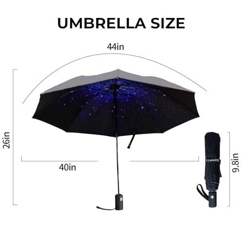 LLanxiry Compact Travel Umbrella, Windproof Automatic Umbrellas for Rain - color: (Starry sky)