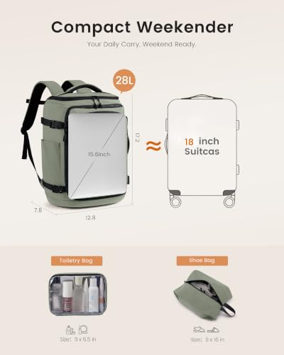 LOVEVOOK Travel Backpack for Women Men, 28L Personal Item Weekend Bag - color: Greige, size: 28L-3Pcs