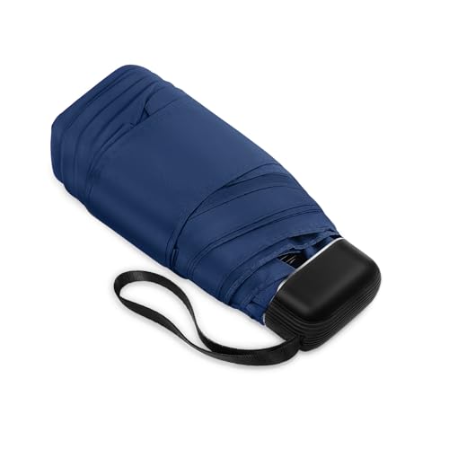 Mini Travel Umbrella Compact for Purse Lightweight Nano Waterproof for Rain - color: 04.Dark Blue-1Pack