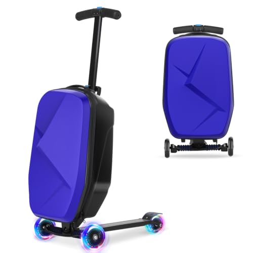 Scooter Luggage for Kids, Ride On Suitcase, Lightweight Foldable Luggage - color: Blue
