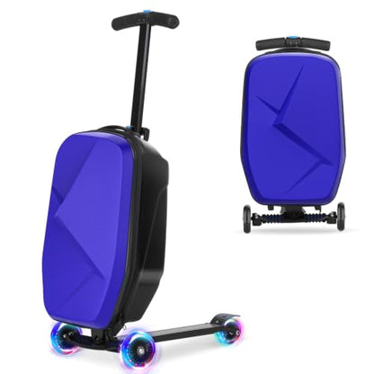Scooter Luggage for Kids, Ride On Suitcase, Lightweight Foldable Luggage - color: Blue