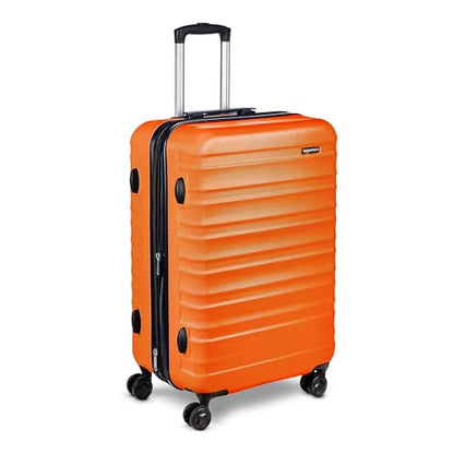 Amazon Basics 하드사이드 스피너, 기내용, 바퀴 달린 확장 가능한 여행 가방, 주황색., 66cm(26인치) - color: 주황색., size: Medium Checked