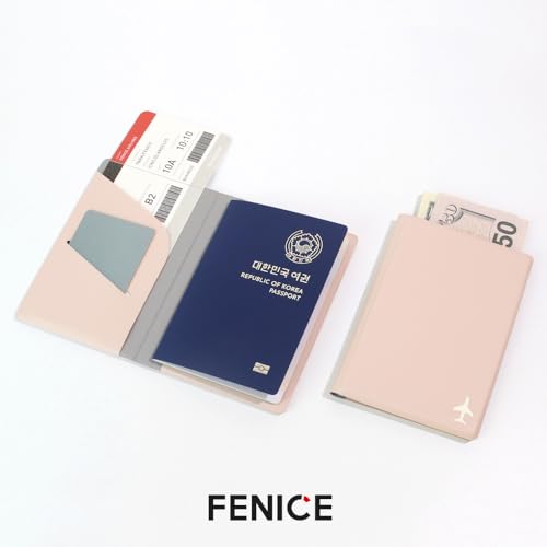 Fenice Plane Passport Holder with Card Slot Boarding Pass Pocket, RFID Blocking, Waterproof PU Leather, 7 Color Options (GREY) - color: GREY