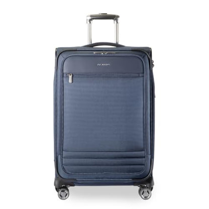 Ricardo Beverly Hills Softside Medium, 24-Inch Lightweight Expandable Checked Luggage, 360° Spinner Wheels, TSA Lock, Telescopic Pull Handle, Sustainable Design, Navy, Ashbury Series - color: Navy, size: Check-In Medium 24-Inch