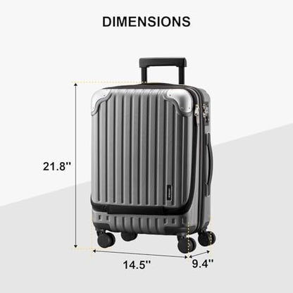 LEVEL8 Carry on Luggage 22x14x9 Airline Approved, 20" Suitcases with Wheels - color: Grey, size: 20 Inch