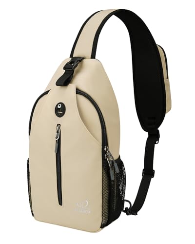 WATERFLY Crossbody Sling Backpack Sling Bag Travel Hiking Daypack - color: Z-beige