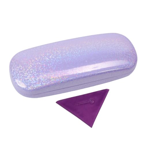 PERFECTSIGHT Hard Shell Eyeglasses Case, Kawaii Protective Glasses Case for Kids, Cute Eyeglass Case for Women Men Girls - color: Purple Bling