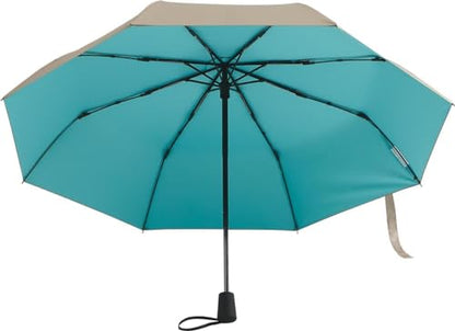 Coolibar Unisex Sanya Compact Umbrella - UPF 50+ Sun Protection - Cabana - color: Gold /Aqua Metallic