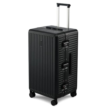 MILADA 26'' Hardshell Checked Suitcase, Trunk Zipperless Aluminum Luggage - color: Jet Black, size: Trunk 26 Inch