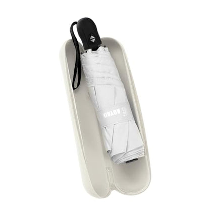 GAOYAING Compact Auto Travel Umbrella - 10.3" Folded, UPF 50+ UV Protection, Lightweight 9.3oz with Case - color: White